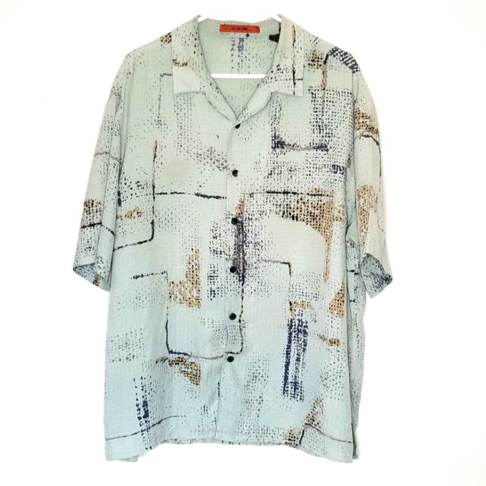 AXIS 100% silk textured contemporary shirt mint green XL